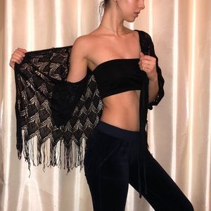 Black Fringe Cardigan